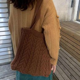 Evening Bags Designer Handbag For Women Casual Large Capacity Shopper Tote Bag Korean Fashion Shoulder Female Student Knitted Handbags