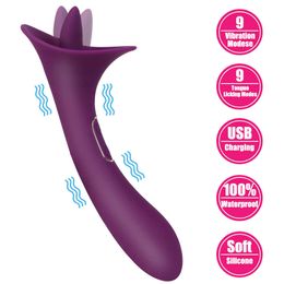 Beauty Items Nipple Clitoris Massager G spot Clitoral Stimulator 9 Vibration sexy Toys for Women Erotic Tongue Licking Vibrator