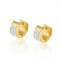 Hoop Earrings Fashionable And Elegant High Quality Golden Small Round Square Crystal Women's Jewelry Wholesale