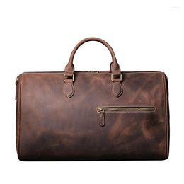 Duffel Bags Male Genuine Leather Travel Business Men Shoulder Bag Large Capacity Handbags Vintage Crazy Horse