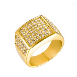 Cluster Rings Full Diamond Hip-hop Stainless Steel Geometric Ring Men's Gold Rock Titanium Jewelry