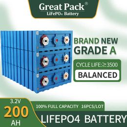 16PCS 3.2V 200AhNew Grade A Rechargeable Battery Cell LiFePO4 Deep Cycle Home Energy Storage Lithium Ion Phosphate