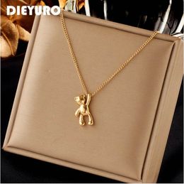 316L Stainless Steel Cute Bear Pendant Necklace For Women Fashion Girls Clavicle Chain Jewellery Birthday Lovers Gifts