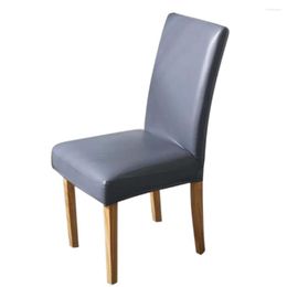 Chair Covers PU Leather Oilproof Modern Seat Wedding Stretch Waterproof El Accessories Cover Protective Home Dining Room Soild