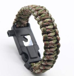 portable parachute cord bracelet Outdoor Camping multifunction Bracelets Mens 550 Paracord Bracelet with Whistle fish hook bait kit