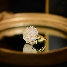 Cluster Rings 2023 Arrival Light Luxury Exquisite Elegant Crystal Flower For Women Fashion Geometric Jewellery Girl Gifts