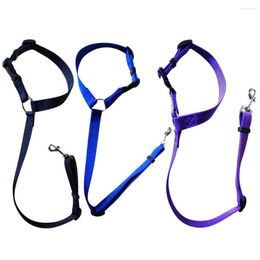 Dog Collars OIMG Solid Colour Pet Car Safety Rope Schnauzer Labrador Border Terrier Ring Seat Belt Rear Dogs Leash Adjustable