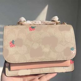 5A women's strawberry print organ bag leather chain shoulder messenger MINI small square 230103