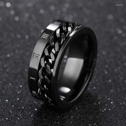 Cluster Rings Finger Fidget Spinner Stainless Steel Chain Rotatable Ring Men Classical Rome Digital Power Sense Gift Anxiety