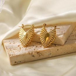 Hoop Earrings Uworld Stainless Steel Golden Drop Statement Design Delicate Texture Chic Charm For Women Boucle Oreille Femme Gift