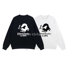 Luxury Mens Long Sleeve Sweatshirt Fox Simple Letter Print Sweatshirt Fashion Brand Designer Crew Neck Pullover Top Black White