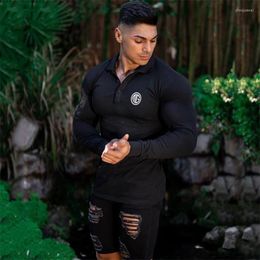 Men's Polos Autumn Cotton Polo Shirt Men Long Sleeve Muscleguys Brand Classic Breathable Fitness Tops Tees Shirts Gym Clothing