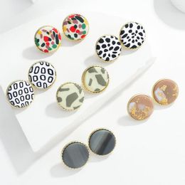 Stud Earrings AENSOA Fashion Prints Pattern Disc Polymer Clay For Women Girl 2023 Unique Round Dots Small Jewelry Gift