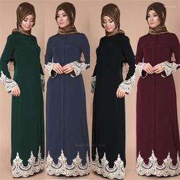 Ethnic Clothing Muslim Traditional Kaftan Abaya Woman Elegant Islamic Turkish Middle East Embroidery Maxi Women Lace Fashion Long Dress