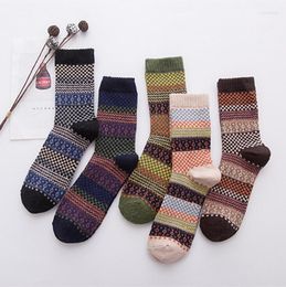 Men's Socks Men Thick Sock For Autumn Winter Warm Wool Ethnic Style Thermal Woollen High Tube Soft Ankle Hosiery