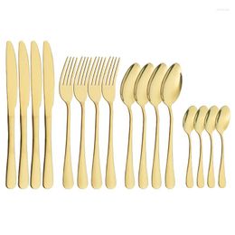 Dinnerware Sets 16Pcs/set Gold Cutlery Set Stainless Steel Knife Spoon Fork Spoons Teaspoons Kitchen Utensils Western Christmas Tableware