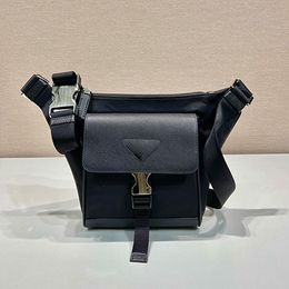 Men's nylon waist bag crossbody package bags Chest fashion cross body motorcycle bag black leather Triangle Oblique satchel logo Shoulder Messenger purse