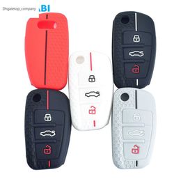 Silicone Car Key Cases 3 Buttons Folding Remote Control Protector Cover Skin For Audi A1 A3 A6 Q2 Q3 Q7 TT TTS R8 S3 S6 RS3 RS6