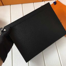 Brand New Mens Clutch Bag Toiletry Pouch Bags Wash Bag Make Up Box Genuine Leather Men BagsBrand handbags zippy bag 27CM M6162247