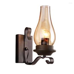 Wall Lamp Industrial Farmhouse Light Sconce Kerosene Style Clear Glass Lampshade For Bedroom Bedside Corridor Bar