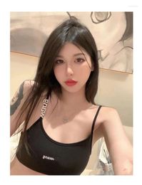 Women's Tanks Diamond-encrusted Shoulder Straps Letter Printing Logo Sling Vest Lady Thin Sexy Summer 2023 WomenTop