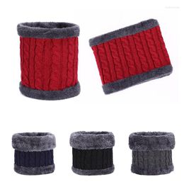 Scarves Winter Men Women Warm Knitted Ring Thick Elastic Wool Knit Fake Collar Children Neck Warmer Plush Polyester Scarf