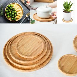 Plates Bamboo Wooden Round Pallet Solid Wood Tea Tray Casserole Mat Bread Nut Snack Storage 15/20/25/30Cm Kitchen
