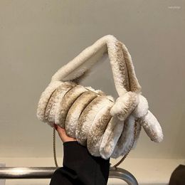 Evening Bags Mini Bucket Shoulder For Women 2023 Winter Korean Fashion Luxury Faux Fur Ladies Handbags Lovely Candy Color