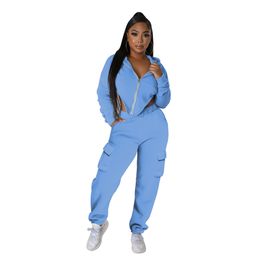 New Fall Winter Tracksuits Women Outfits Two Piece Sets Long Sleeve Solid Sweatsuits Hooded Jacket And Pants Casual Sportswear Fitness Jogging suits 8715