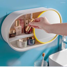 Storage Boxes Wall-mounted Make Up Organizer Cosmetic Box Bathroom Toilet Round Racks Wall Free Hole Finishing