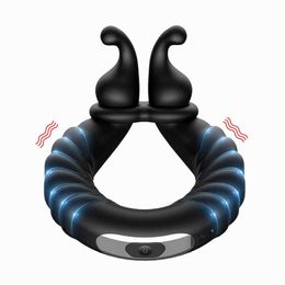 Sex Toy Castity Vibradores anéis de pênis Atraso ejaculação ejaculação vibratando silicone ring bondage brinquedos adultos para homens masturbadores masculinos%