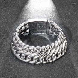 Link Bracelets High Quality Retro Bracelet 316L Stainless Steel Curb Cuban Vintage Huge Chain Men's Bangle Jewelry 22mm Width
