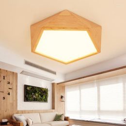 Ceiling Lights Creative Wood Led Light Geometric Lamp Modern Living Room Bedroom Aisle Balcony Indoor Lighting Fixture