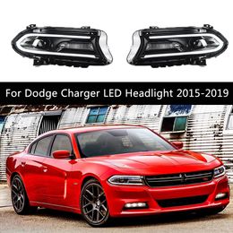 Car Headlights Assembly DRL Daytime Running Light For Dodge Charger LED Headlight Dynamic Streamer Turn Signal Indicator Lights