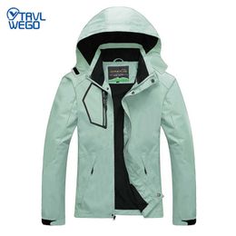 Outdoor Jackets Hoodies TRVLWEGO Camping Hiking Jackets Women Autumn Outdoor Sports Coats Climbing Trekking Windbreaker Travel Waterproof Green 0104