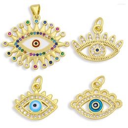 Pendant Necklaces OCESRIO Mini CZ Enamel Turkish Greek Eye Pendants Jewellery Making Gold Plated Brass Supplies For Pdta513