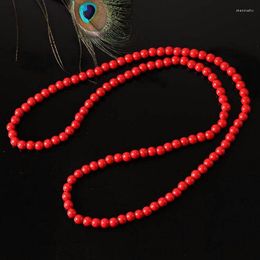 Chains 2023 8MM Chinese Prayer Buddhist Buddha Round Wood Beads Long Necklace Simple 128 Men Women Jewellery Accessories