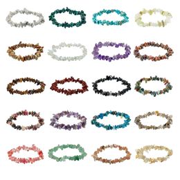 Elastic Irregular Natural Gem Stone Bracelet Chip Beads Nuggets Fluorite Amethyst Rose Crystal Quartz Bracelets Bangles for Women