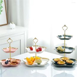 Plates Light Luxury Ceramic Fruit Plate European Dessert Cake Table Multi-layer Pastry Lliving Room Candy Tray