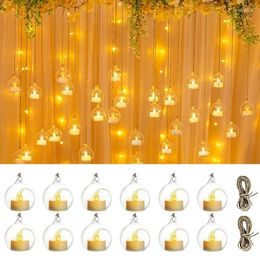 Candle Holders 6/12Pcs Mini Hanging Glass Tealight Globe Holder With LED For Wedding Party Tree Decoration