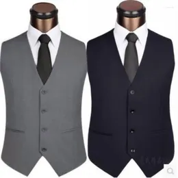 Men's Vests Suit Vest Men Slim Fit Sleeveless Waistcoat Mens Formal Business Wedding Dress Chaleco Hombre Large Size 5XL Q10