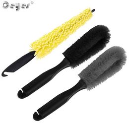 Ceyes Car Wheel Brush Tyre Cleaning Brushes Tools Car Rim Scrubber Cleaner Duster Handle Motorcycle Truck Wheels Detailing Brush