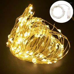 Strings 4Pcs USB Fairy Silver Filigree LED String Lights Christmas Decorations For Home Garland Garden Outdoor Decor Lamp Waterproof