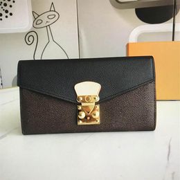 Women Luxurys Designers Wallet Fashion Classic Card slot Clutch Bags flowers metal Hasp Purse With box M58414185L