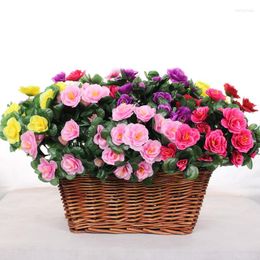 Decorative Flowers 1 Bouquet Red Azalea Artificial Bushes Wedding Home Garden Fake Decoration