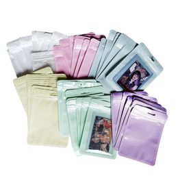 Colorful Plastic Zipper Self seal Bag Hole Reclosable Retail Transparent Packaging Pouch Wholesale LX5376