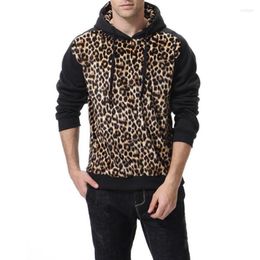Men's Hoodies Size 2023 Autumn European Hooded Pullover C England Fashion Personality Leopard Color Matching Men Casual Jacket