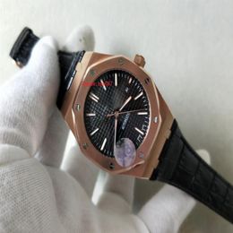 Factory Supplier Topselling High Quality Wristwatches 42mm Rose Gold Automatic movement Black Dial Stainless Steel Mens Watch Watc341l