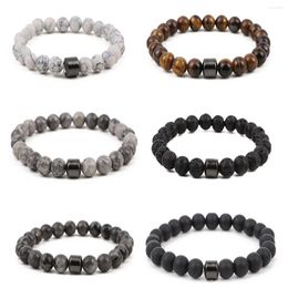 Link Bracelets High Texture Beaded Bracelet Men's Decorative Tiger Eye Stone Volcanic Map 8mm Ladies Gift Men Cuff