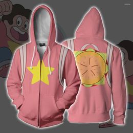 Men's Hoodies Steven Universe 3D Sweatshirt Quartz Print Hooded Zipper Clothes Casual NE PUNCH-MAN Harajuku